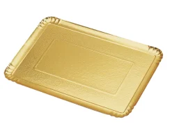 Aucune Plateau traiteur rectangulaire or carton 42x28 cm (25 pièces)