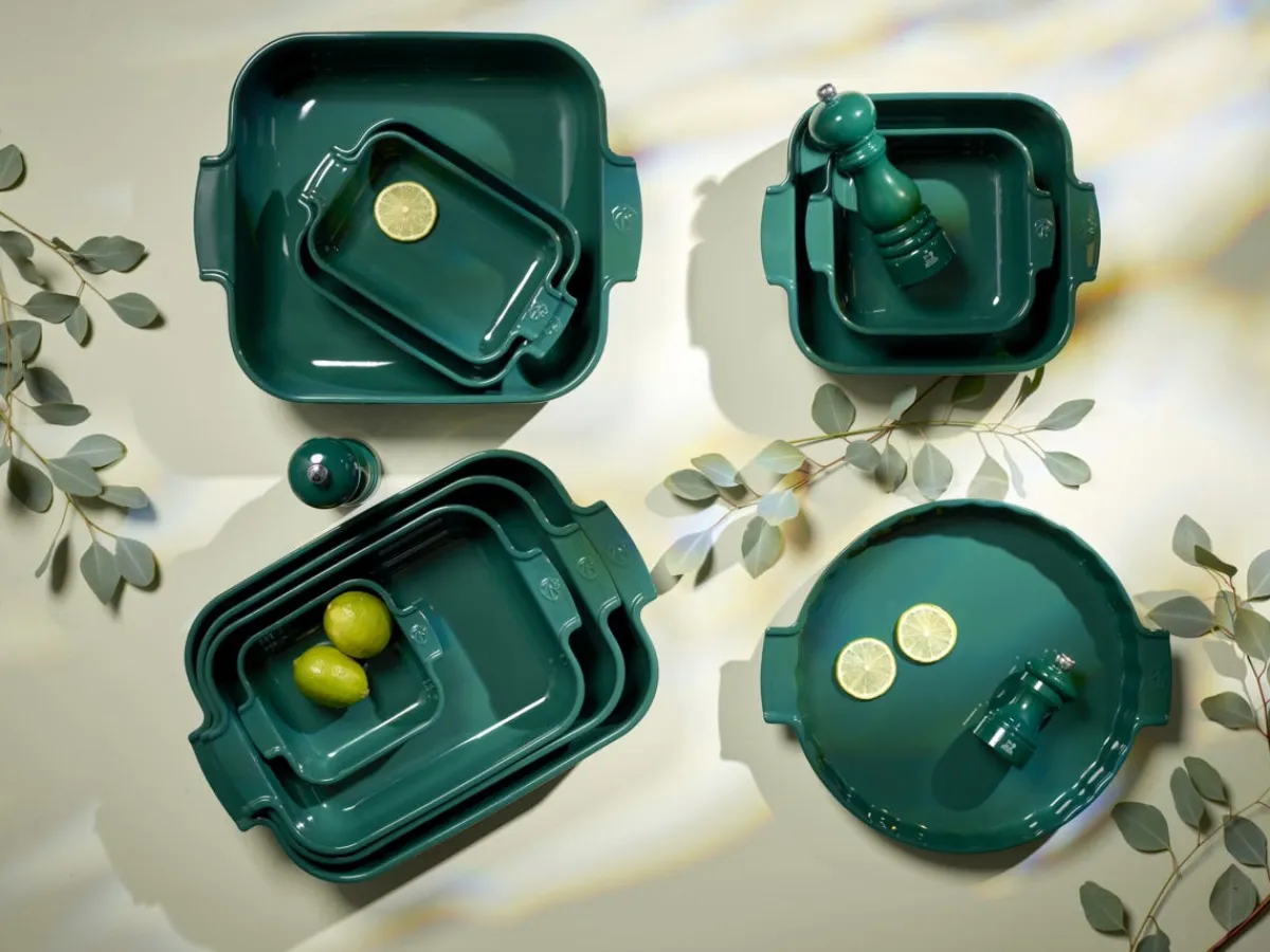 Plat à four carré vert forêt porcelaine vitrifiée 28x28 cm Céramique - PEUGEOT SAVEURS Outlet