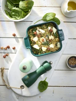 Plat à four carré vert forêt porcelaine vitrifiée 28x28 cm Céramique - PEUGEOT SAVEURS Outlet