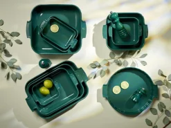 Plat à four rectangulaire vert forêt porcelaine vitrifiée 40x27 cm Céramique - PEUGEOT SAVEURS