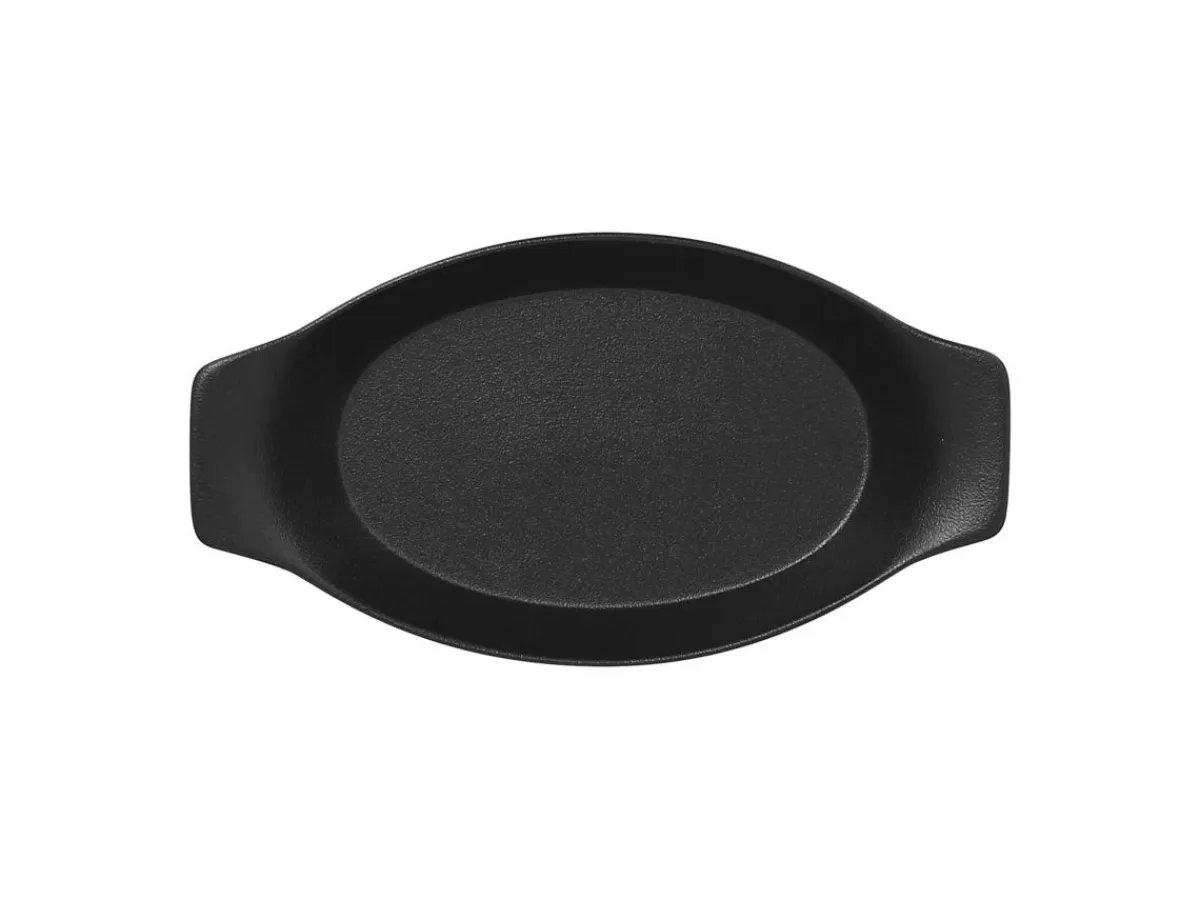 RAK Plat à oreilles ovale noir porcelaine vitrifiée 25x13,5 cm Neo Fusion Clearance