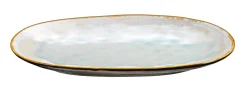 Plat ovale bleu grès émaillé 36 cm Shadow - MEDARD DE NOBLAT New