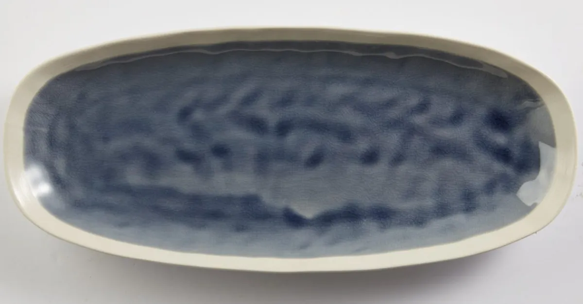 Plat ovale bleu grès émaillé 25 cm Winter - PRO.MUNDI Hot