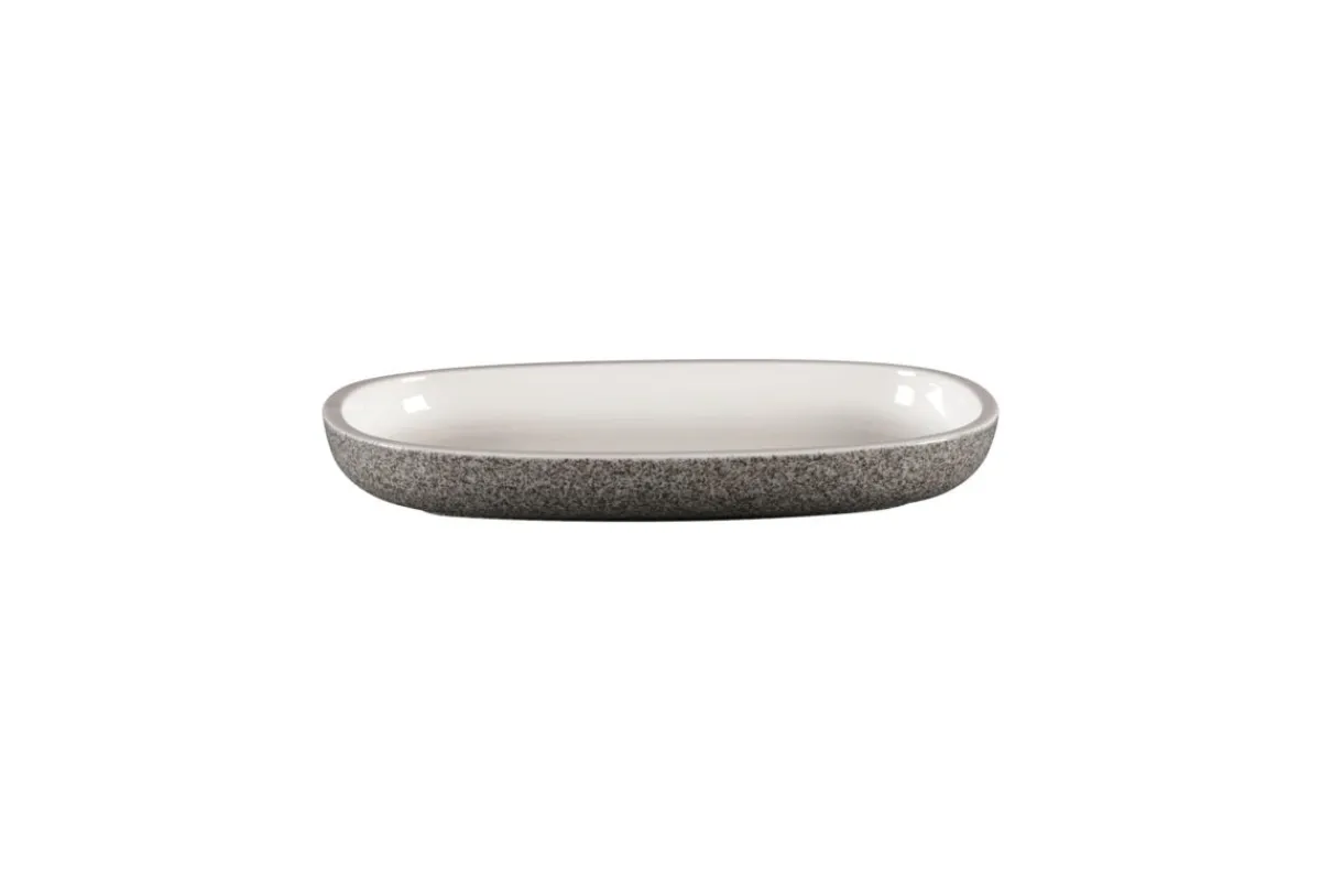 RAK Plat ovale gris porcelaine vitrifiée 23 cm stone Ease Discount