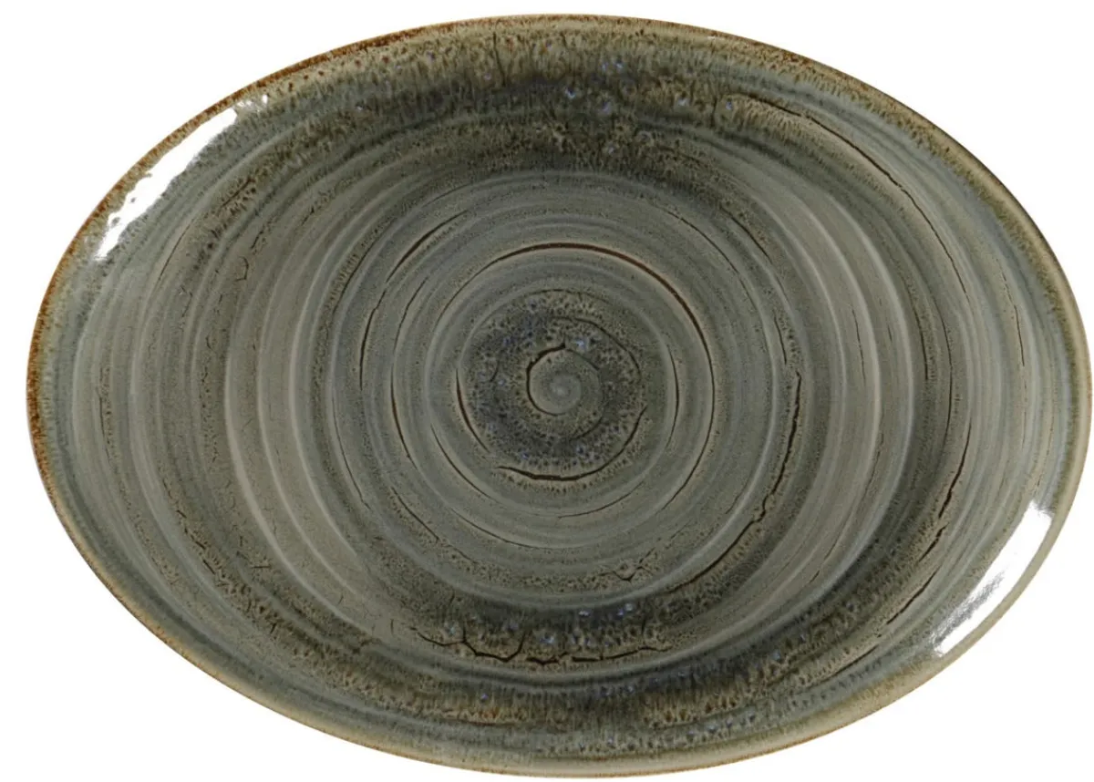 Plat ovale Peridot porcelaine vitrifiée 32 cm stone Spot - RAK Outlet