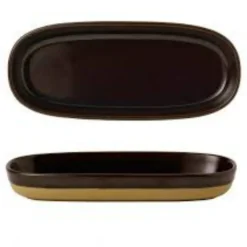 Plat à partager rectangulaire brun porcelaine vitrifiée 23 cm Emerge Cinnamon - CHURCHILL