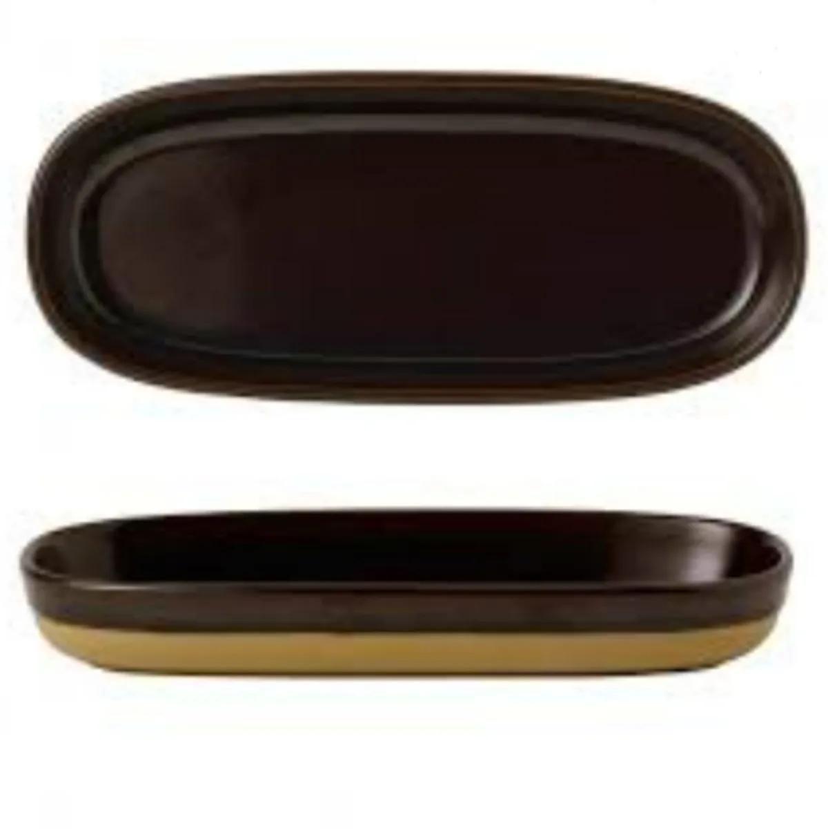 Plat à partager rectangulaire brun porcelaine vitrifiée 23 cm Emerge Cinnamon - CHURCHILL