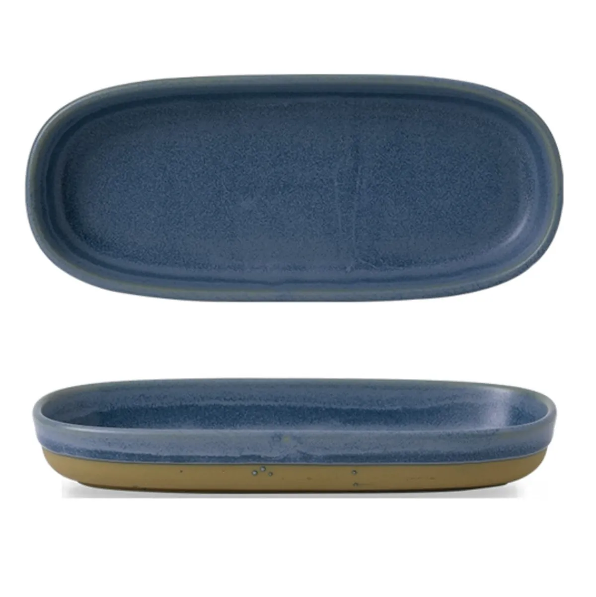 CHURCHILL Plat à partager rectangulaire bleu porcelaine vitrifiée 23 cm Emerge Oslo Outlet