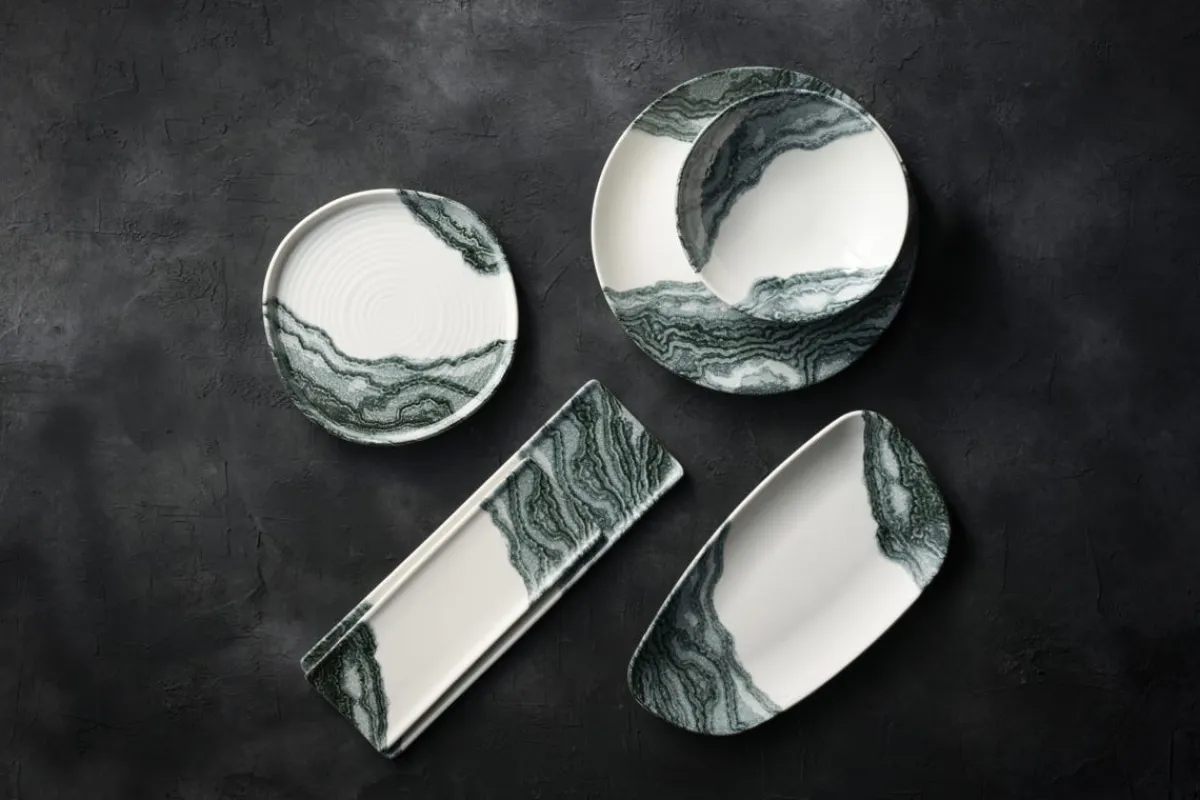 Plat rectangulaire Black porcelaine vitrifiée 8,8 cm Tide - CHURCHILL Sale