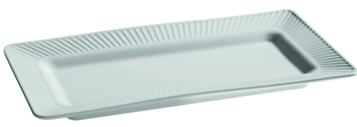 Plat rectangulaire blanc porcelaine culinaire 24 cm Plisse - PILLIVUYT Sale