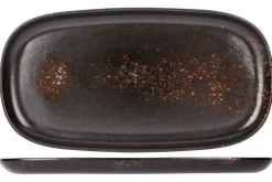 Plat rectangulaire noir porcelaine 40 cm Etna - PROOF Online