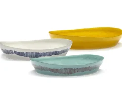 SERAX Plat rond blanc swirl - stripes bleu grès émaillé Ø 30 cm Feast By Ottolenghi Hot