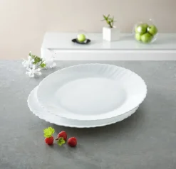 Plat rond blanc verre opal Ø 30 cm Feston - LUMINARC Clearance