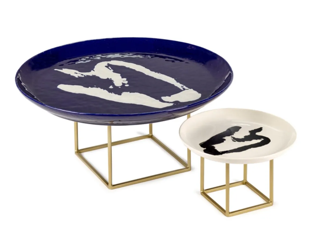 SERAX Plat rond bleu poivron blanc grès émaillé Ø 44,5 cm Feast By Ottolenghi Hot