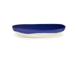 SERAX Plat rond lapis lazuli swirl - points blancs grès émaillé Ø 36 cm Feast By Ottolenghi Hot