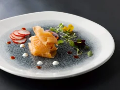 CHURCHILL Plat rond noir porcelaine vitrifiée Ø 21,7 cm Raku Quartz