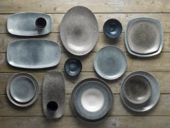 CHURCHILL Plat rond noir porcelaine vitrifiée Ø 28,8 cm Raku Quartz Sale