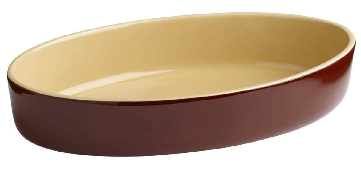 Plat sabot ovale brun grès émaillé 16,6x10 cm - PRO.MUNDI Sale
