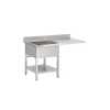 Plonge 1 bac avec espace lave-vaisselle inox 120 cm x 85 cm Avec dosseret à droite Avec étagère - PROINOX Discount