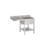 PROINOX Plonge 1 bac avec espace lave-vaisselle inox 140 cm x 85 cm Avec dosseret à gauche Avec étagère Sale