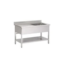 Plonge 1 bac inox 100 cm x 85 cm Avec dosseret à droite Avec étagère - PROINOX Online