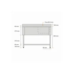 PROINOX Plonge 1 bac inox 100 cm x 85 cm Avec dosseret à droite Avec étagère