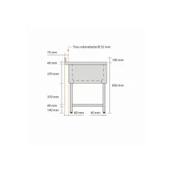 PROINOX Plonge 1 bac inox 100 cm x 85 cm Avec dosseret à droite Avec étagère