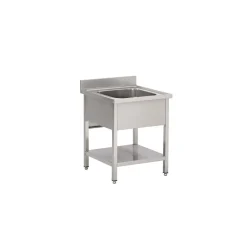 PROINOX Plonge 1 bac inox 60 cm x 85 cm Avec dosseret Avec étagère Sale