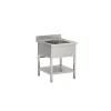 PROINOX Plonge 1 bac inox 70 cm x 85 cm Avec dosseret Avec étagère Clearance