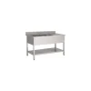 Plonge 2 bacs inox 180 cm x 85 cm Avec dosseret à droite Avec étagère - PROINOX Best