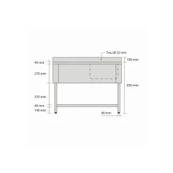 Plonge 2 bacs inox 180 cm x 85 cm Avec dosseret à droite Avec étagère - PROINOX Best