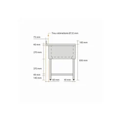PROINOX Plonge 2 bacs inox 180 cm x 85 cm Avec dosseret à droite Avec étagère Outlet