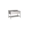 PROINOX Plonge 2 bacs inox 160 cm x 85 cm Avec dosseret à gauche Avec étagère Hot