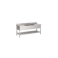 PROINOX Plonge 2 bacs inox 200 cm x 85 cm Avec dosseret Avec étagère Online