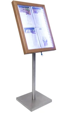 Porte-menu lumineux rectangulaire marron 4 pages led Classique - SECURIT Discount