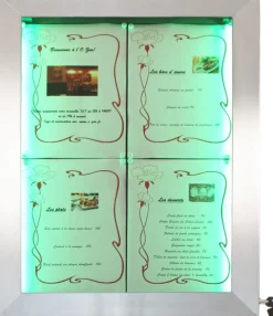 Porte-menu lumineux rectangulaire 4 pages led - SECURIT Sale