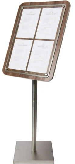 SECURIT Porte-menu rectangulaire brun 4 pages Glass Star