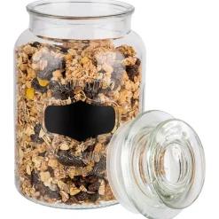 Pot avec couvercle et étiquette pour craie verre Ø 12 cm 21 cm 1,5 L - APS Clearance