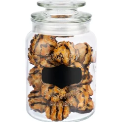 APS Pot avec couvercle et étiquette pour craie verre Ø 11 cm 18 cm 1 L Discount