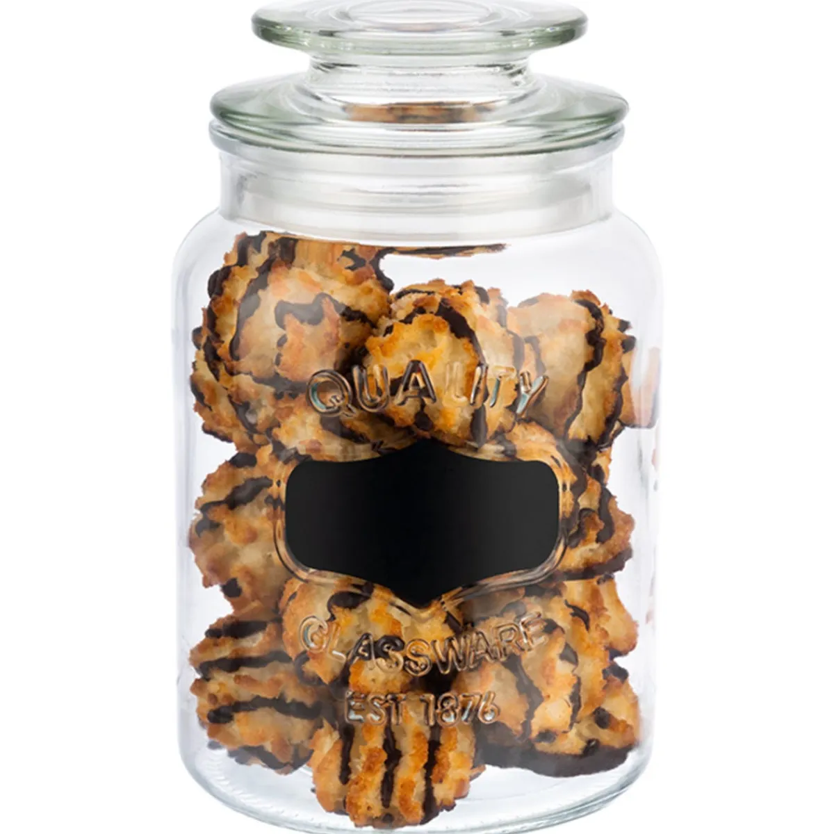 APS Pot avec couvercle et étiquette pour craie verre Ø 11 cm 18 cm 1 L Discount