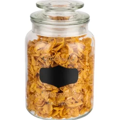 APS Pot avec couvercle et étiquette pour craie verre Ø 11 cm 18 cm 1 L Discount