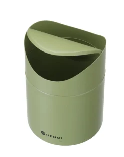 HENDI Poubelle de table couvercle pivotant vert acier Ø 120 cm 16,5 cm Uniq Sale