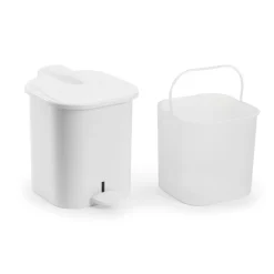 Poubelle à pédale carré blanc plastique - GILAC Best