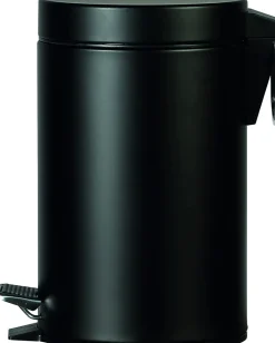 PROBBAX Poubelle à pédale rond noir mat métal Outlet