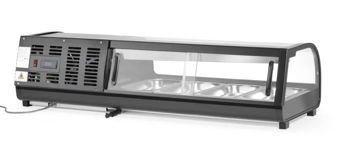 Presentoir sushi refrig 42l noir froid positif 42 L 4 bacs - HENDI Discount
