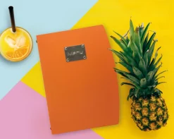 SECURIT Protège-menu A4 rectangulaire orange 4 vues ajoutables Rio Best