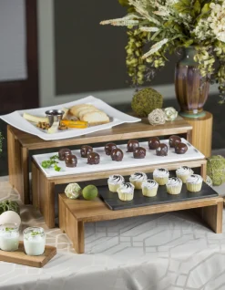 TABLECRAFT Présentoir brun acacia 56 cm (3 pièces) New