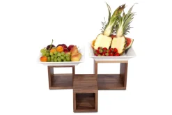 ZEPE Présentoir carré brun noyer 21 cm Nature (3 pièces) Hot