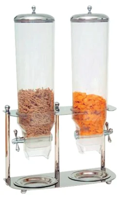 Présentoir à céréales 2 X 3 L inox 38 cm Serie Inox - ZEPE Discount