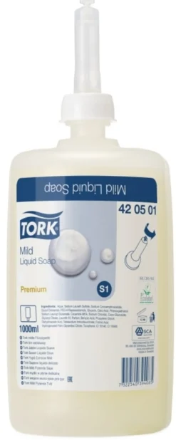 Recharge savon main liquide doux pour distributeur S1 1 L 1000 doses (6 pièces) - TORK Best